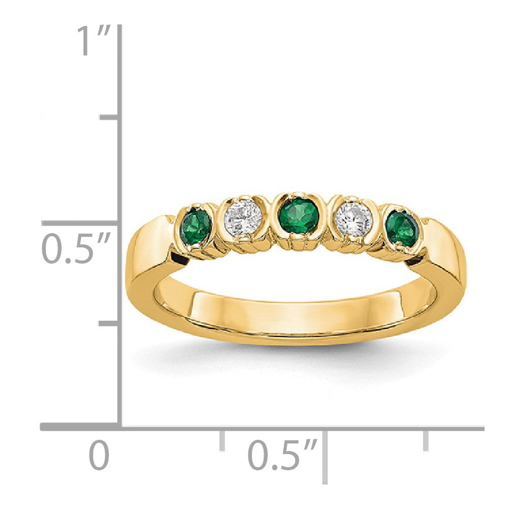 14k Yellow Gold Diamond w/Emerald Band