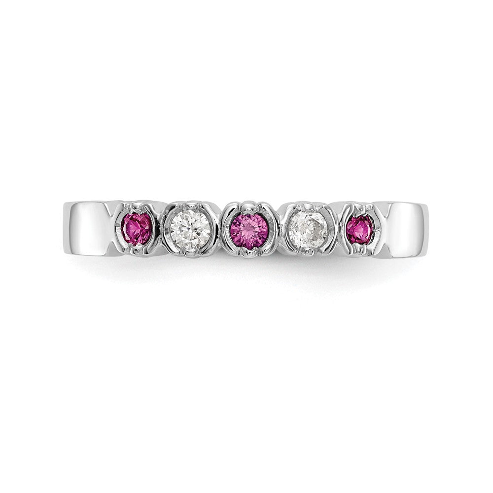 14k White Gold Diamond w/Ruby Band