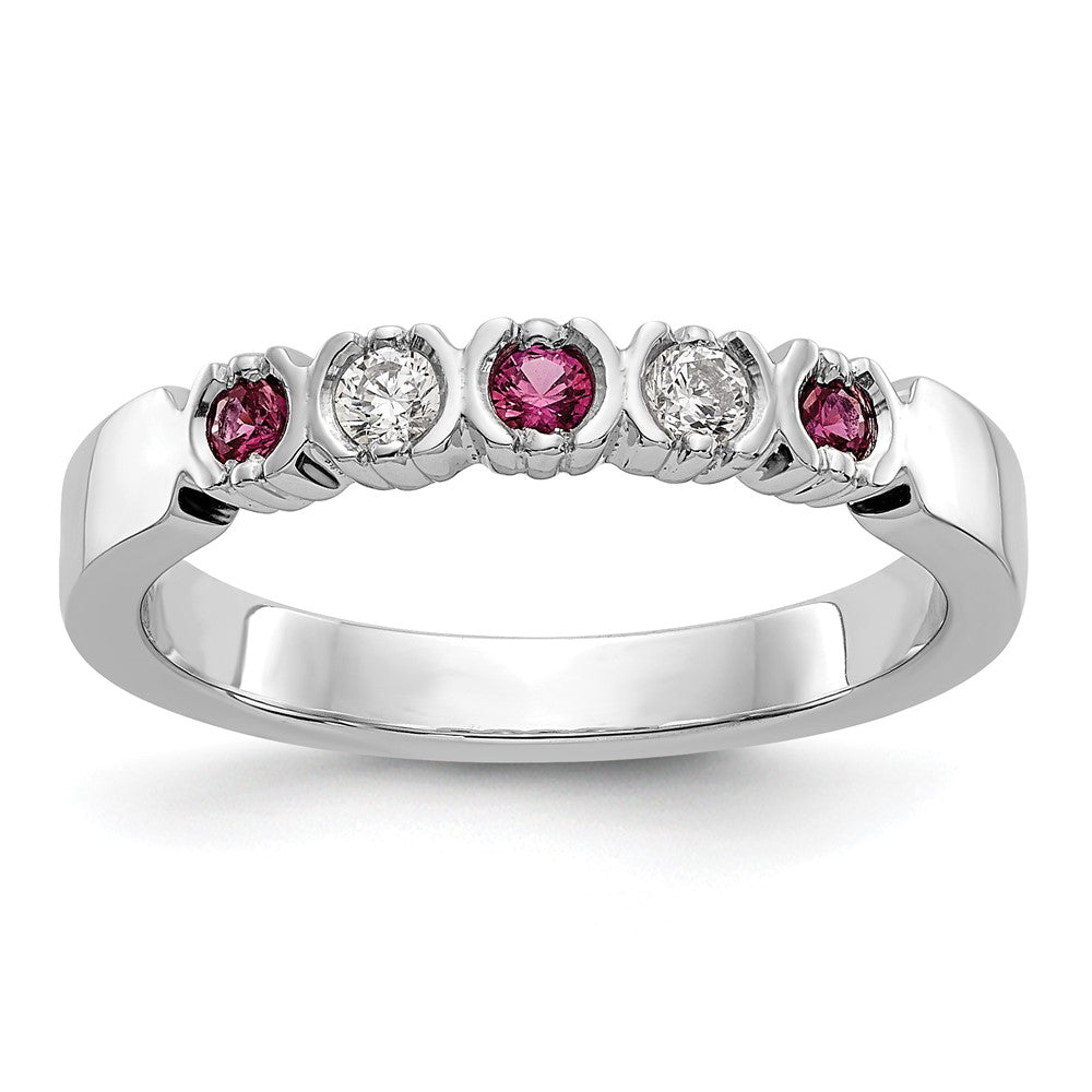 14k White Gold Diamond w/Ruby Band