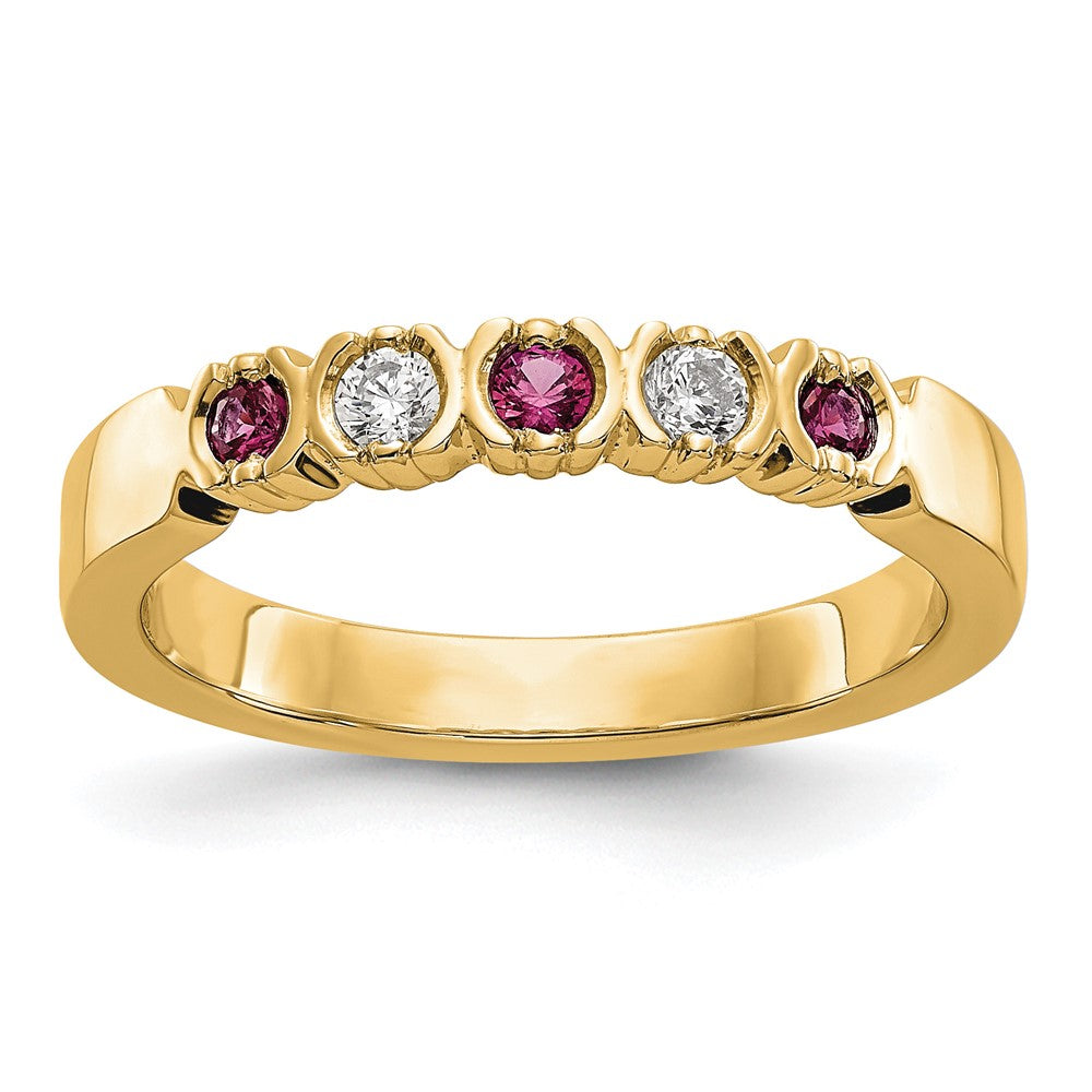 14k Yellow Gold Diamond w/Ruby Band