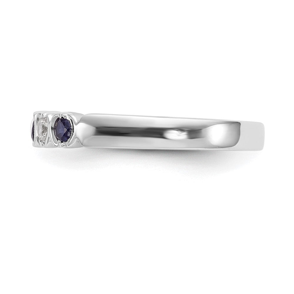 14k White Gold Diamond w/Sapphire Band