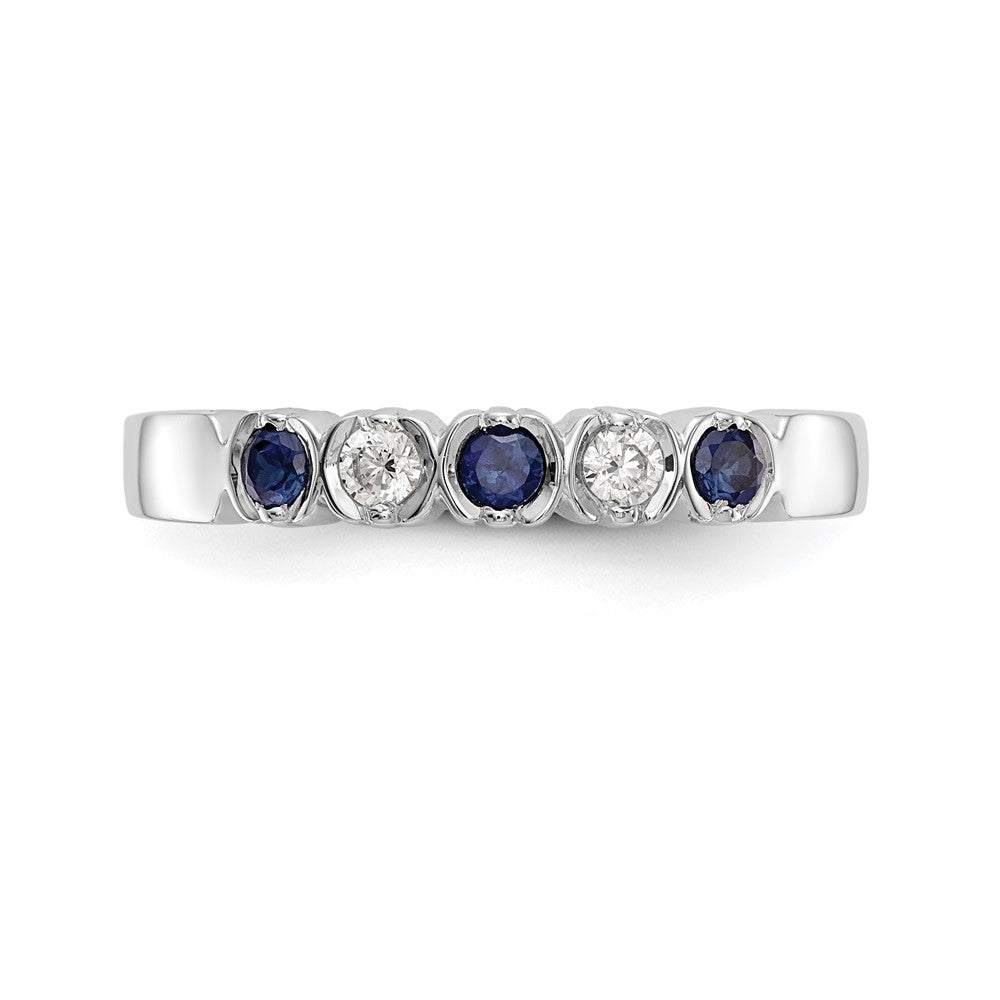 14k White Gold Diamond w/Sapphire Band