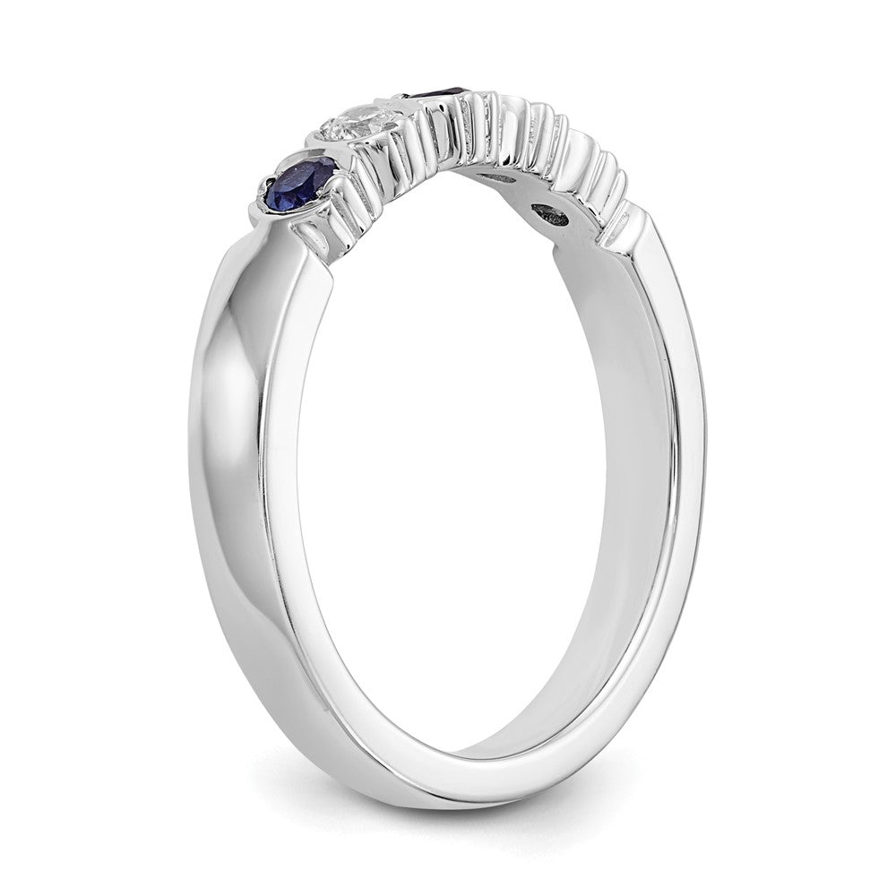 14k White Gold Diamond w/Sapphire Band