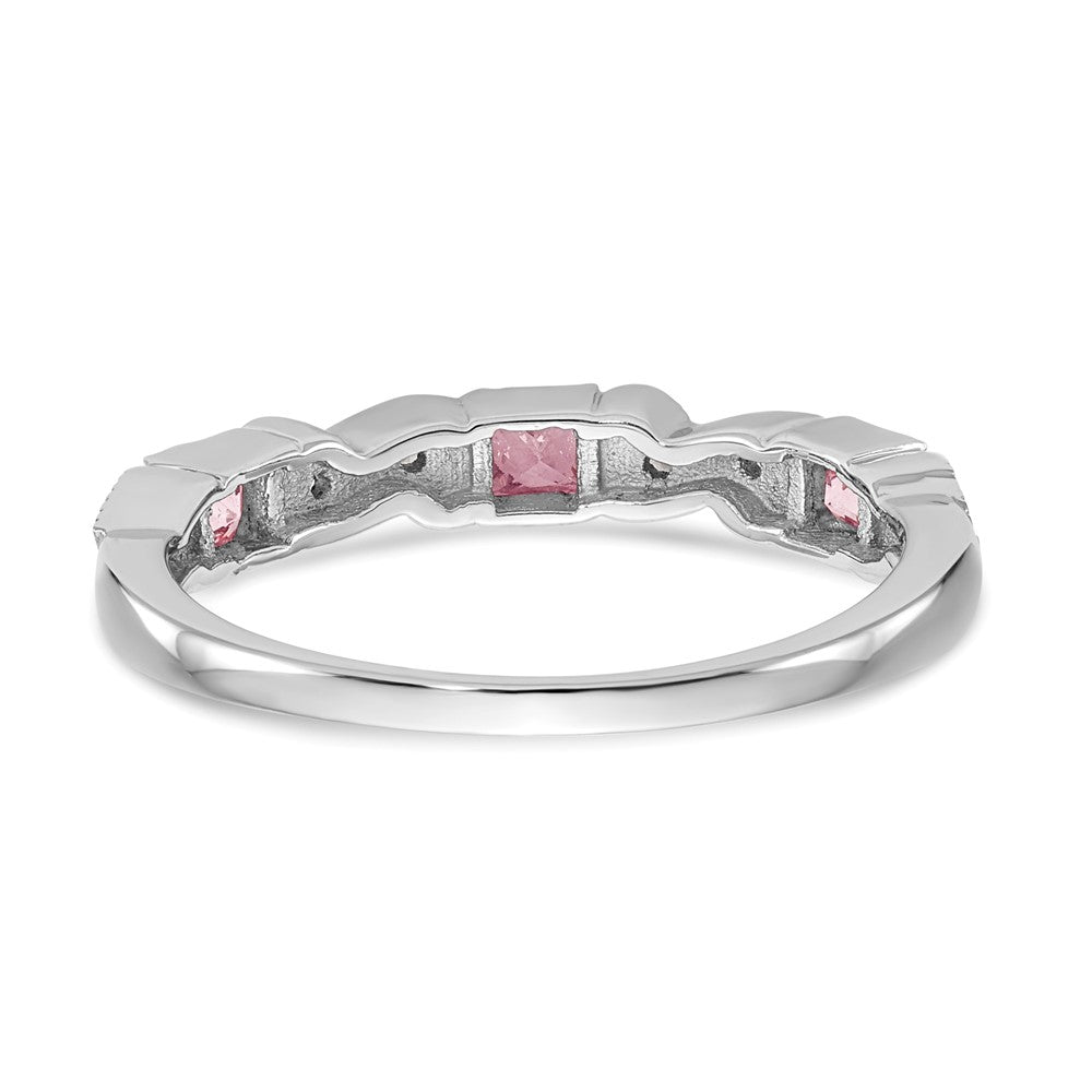 14k White Gold Diamond w/Pink Sapphire Band