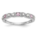 14k White Gold Diamond w/Pink Sapphire Band