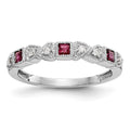 14k White Gold Diamond w/Ruby Band