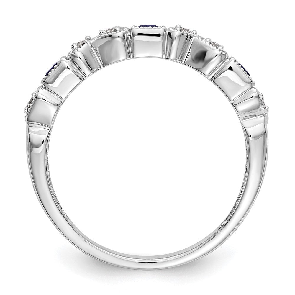 14k White Gold Diamond w/Sapphire Band
