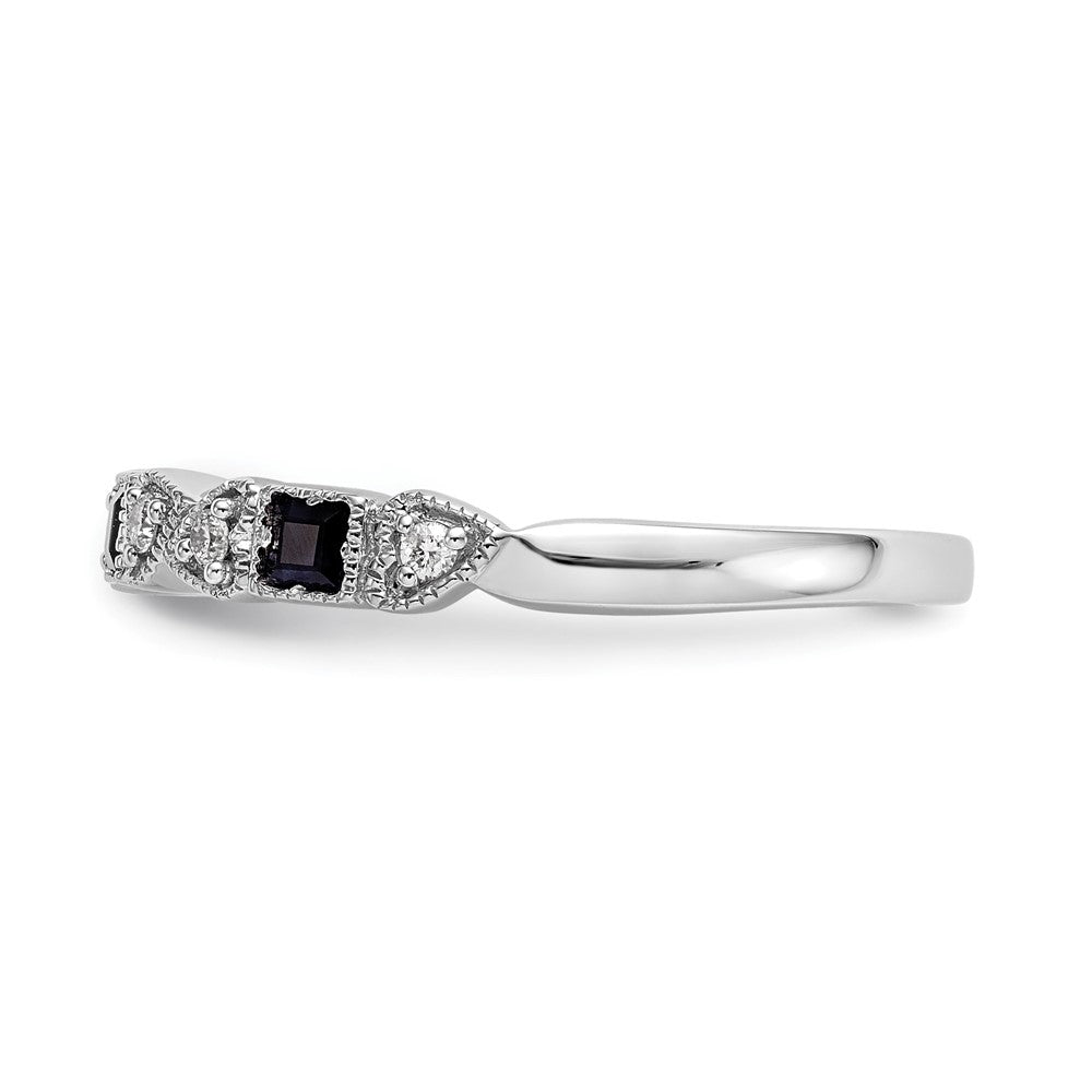 14k White Gold Diamond w/Sapphire Band