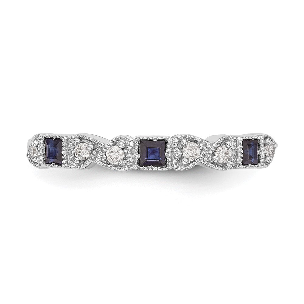 14k White Gold Diamond w/Sapphire Band