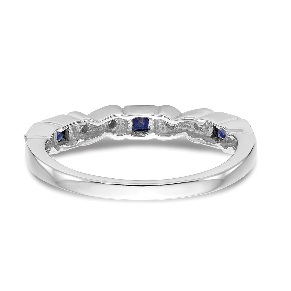 14k White Gold Diamond w/Sapphire Band