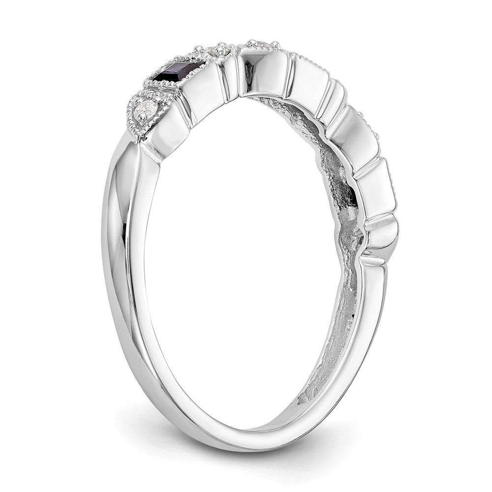 14k White Gold Diamond w/Sapphire Band