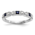 14k White Gold Diamond w/Sapphire Band