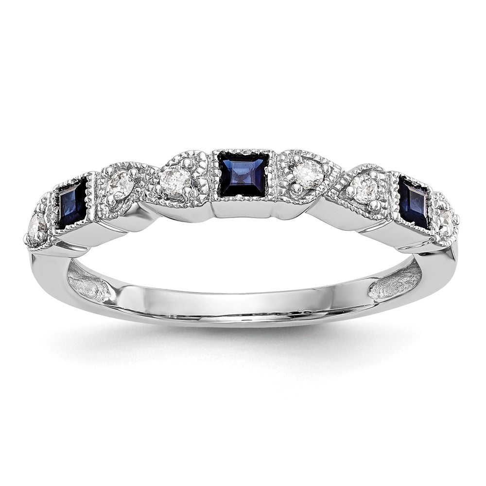 14k White Gold Diamond w/Sapphire Band
