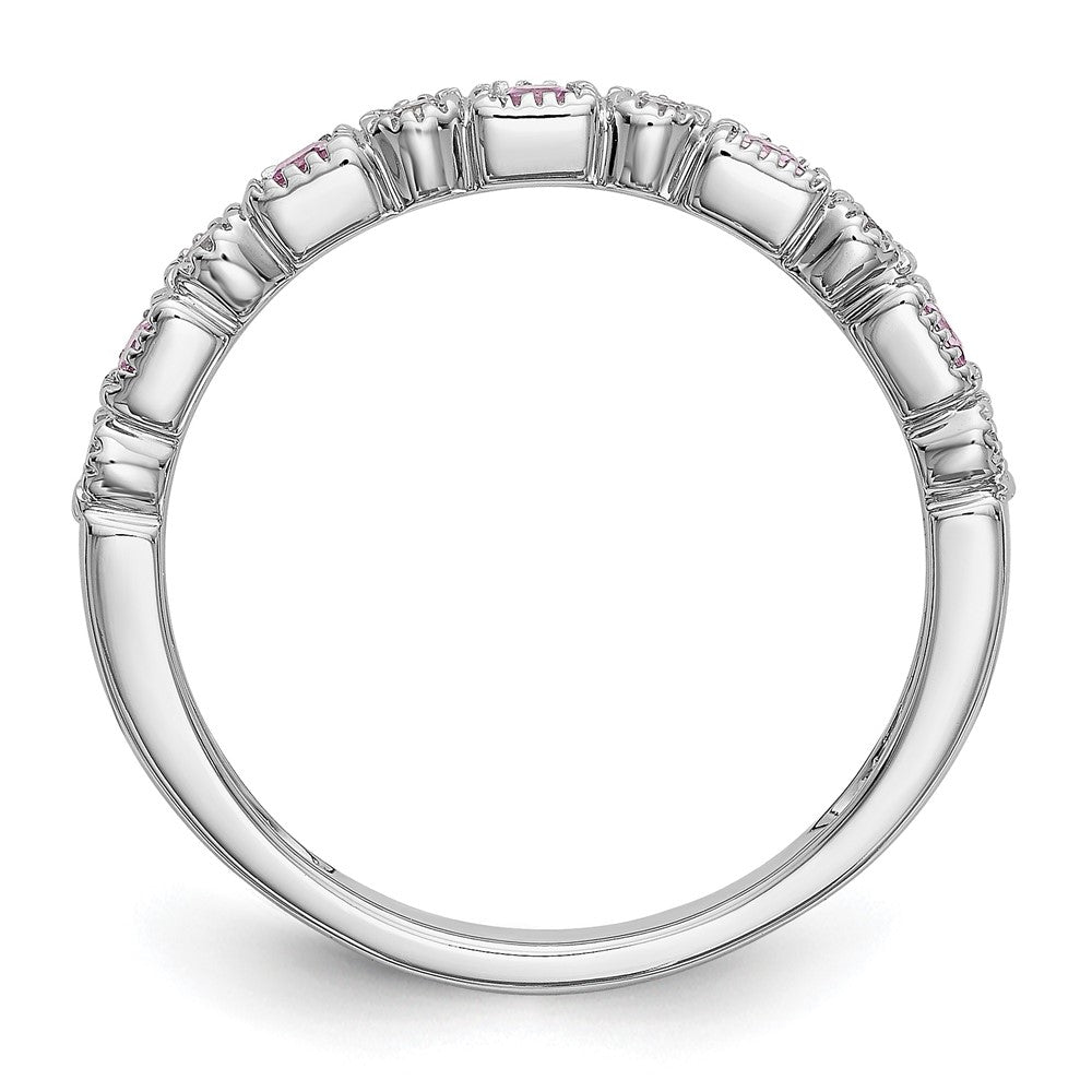 14k White Gold Diamond w/Pink Sapphire Band