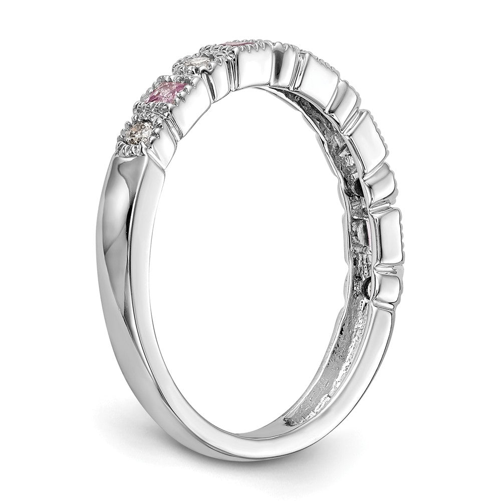 14k White Gold Diamond w/Pink Sapphire Band