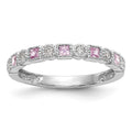 14k White Gold Diamond w/Pink Sapphire Band