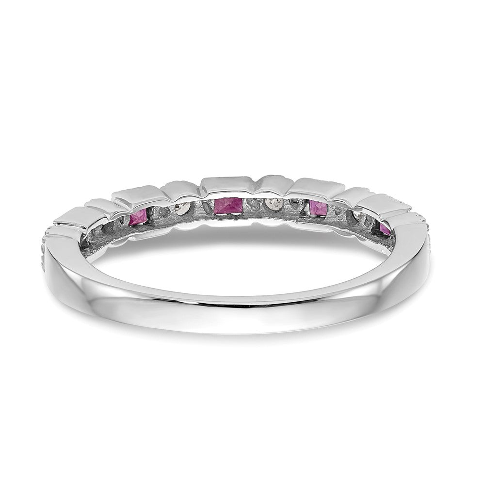 14k White Gold Diamond w/Ruby Band