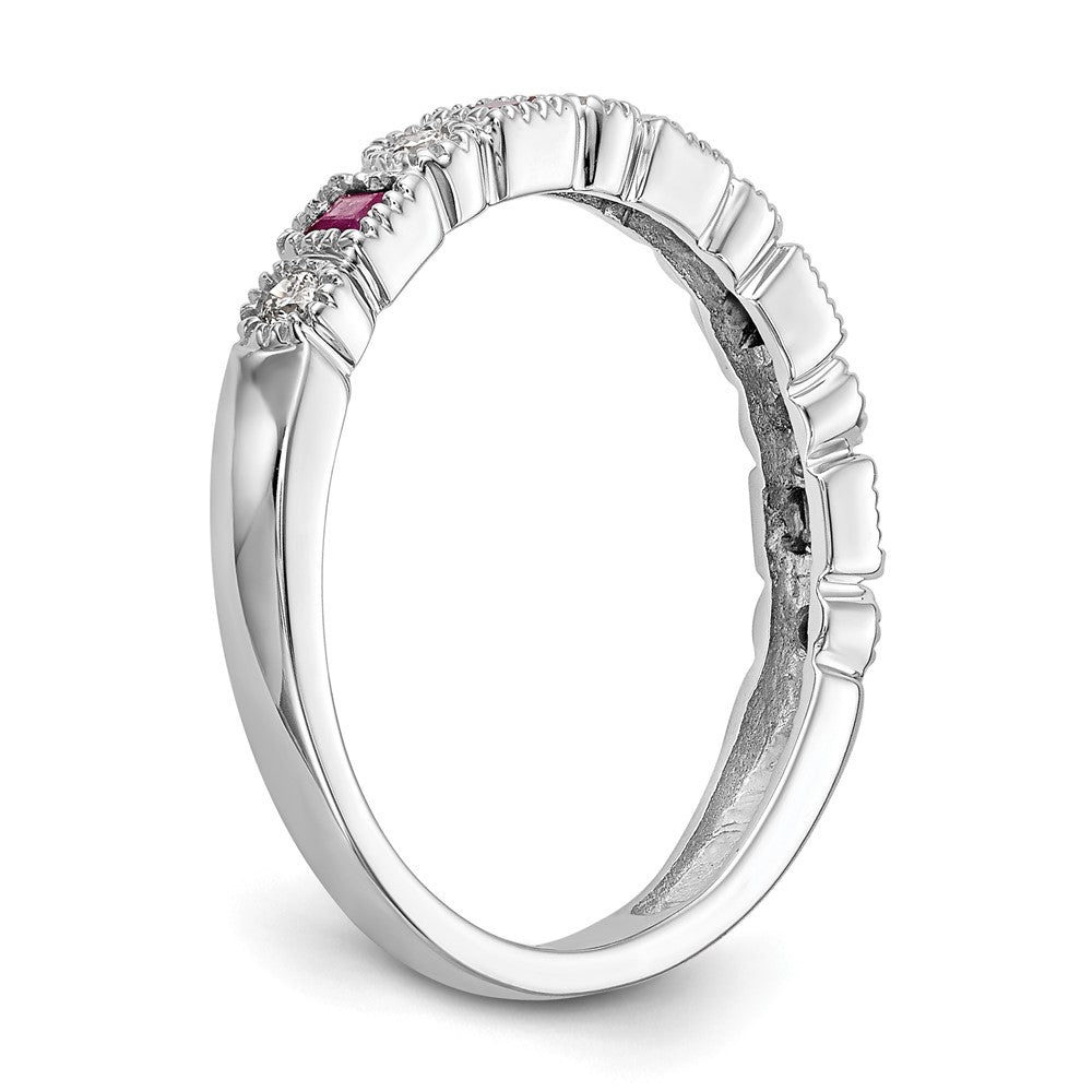14k White Gold Diamond w/Ruby Band