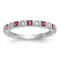14k White Gold Diamond w/Ruby Band
