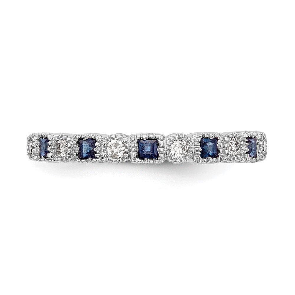 10K White Gold Diamond w/Sapphire Band