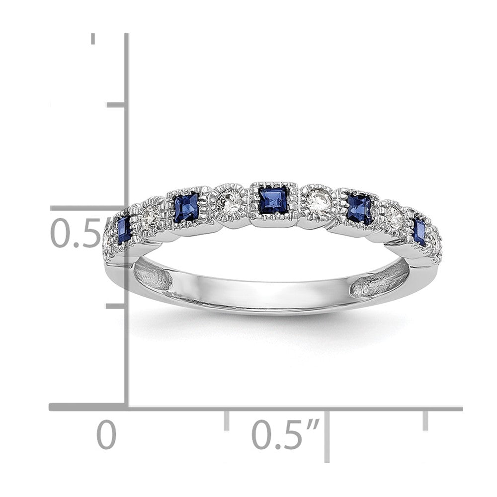 10K White Gold Diamond w/Sapphire Band