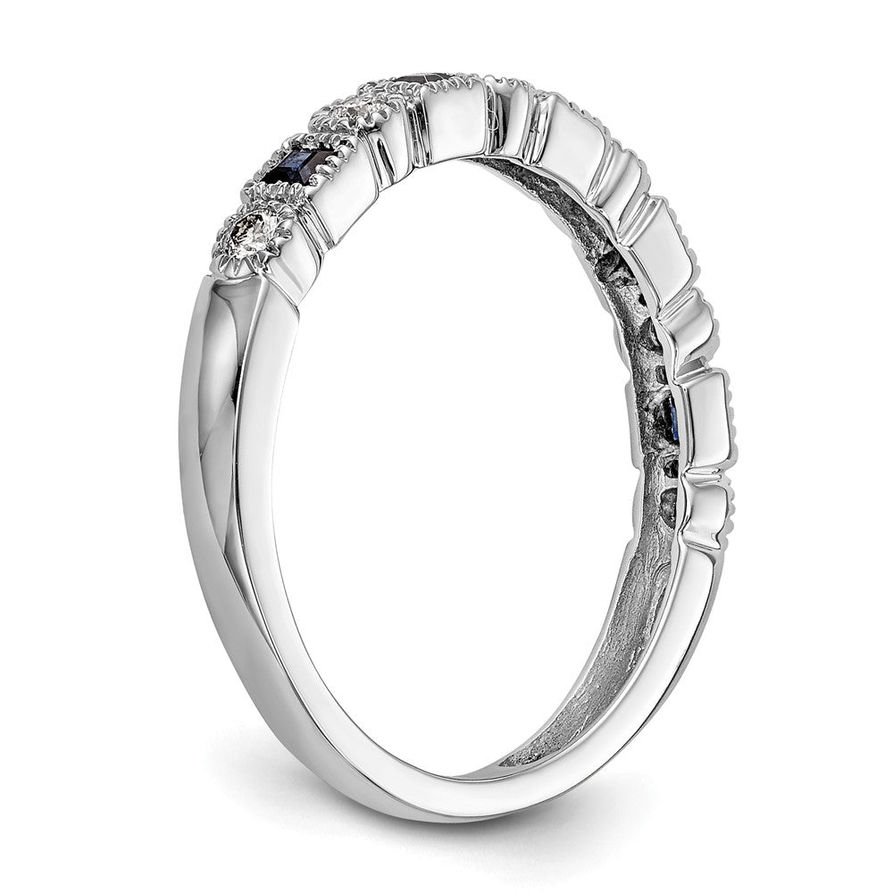 14k White Gold Diamond w/Sapphire Band