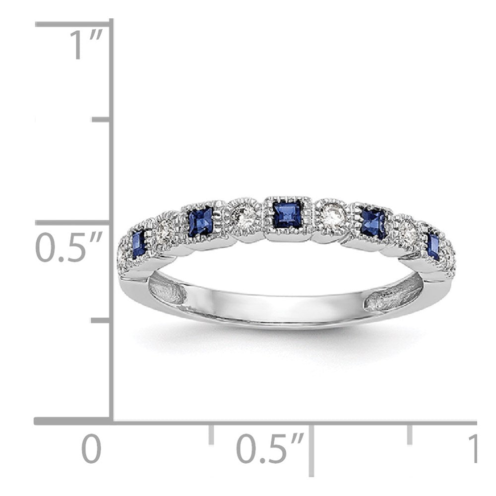 14k White Gold Diamond w/Sapphire Band