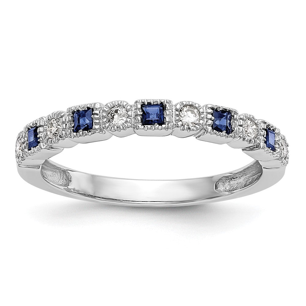 14k White Gold Diamond w/Sapphire Band