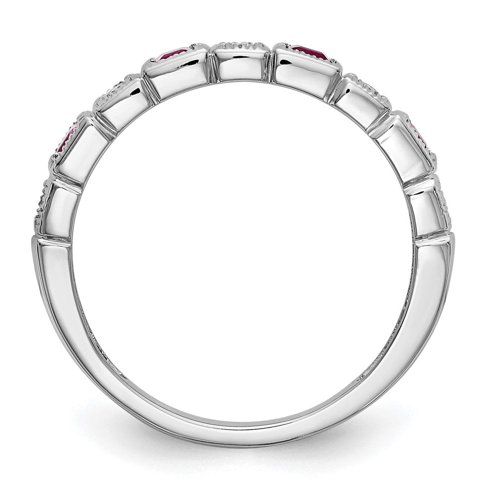 14k White Gold Diamond w/Ruby Band