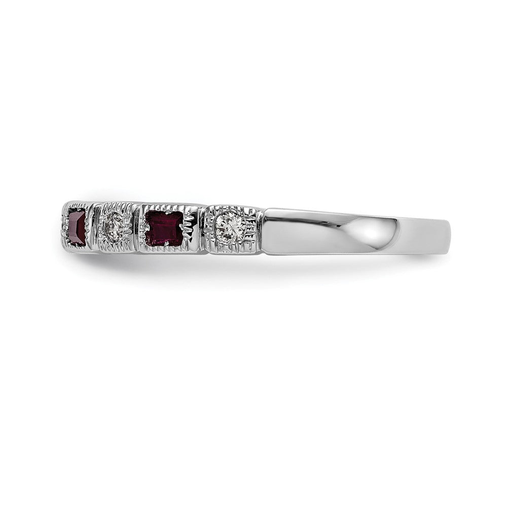 14k White Gold Diamond w/Ruby Band