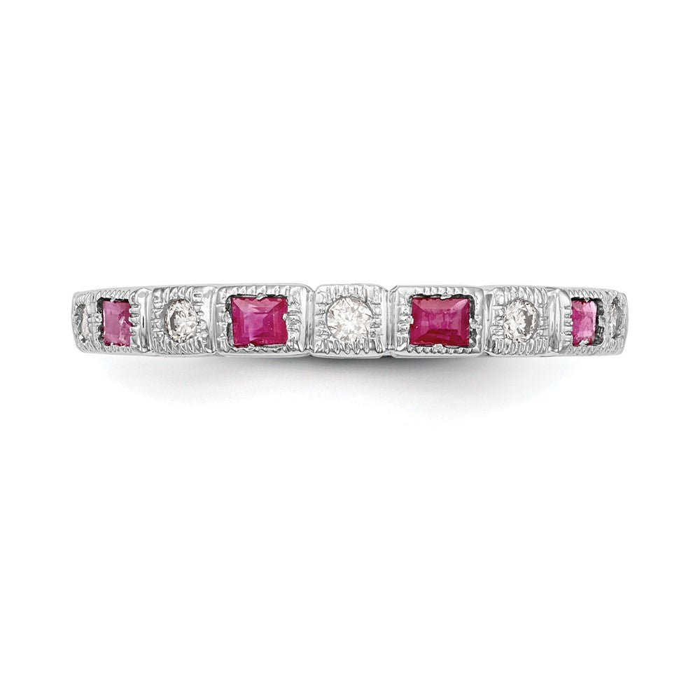 14k White Gold Diamond w/Ruby Band