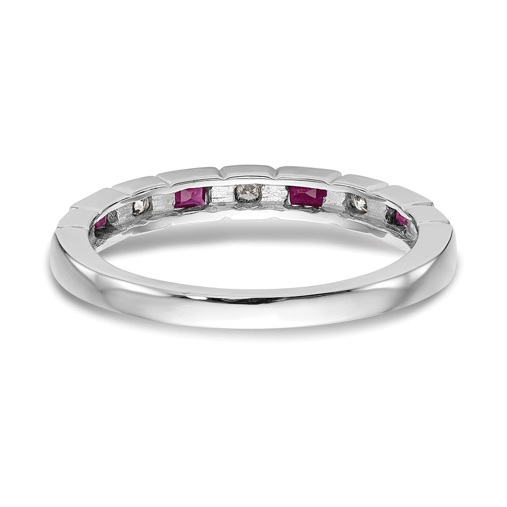 14k White Gold Diamond w/Ruby Band