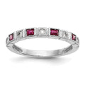 14k White Gold Diamond w/Ruby Band