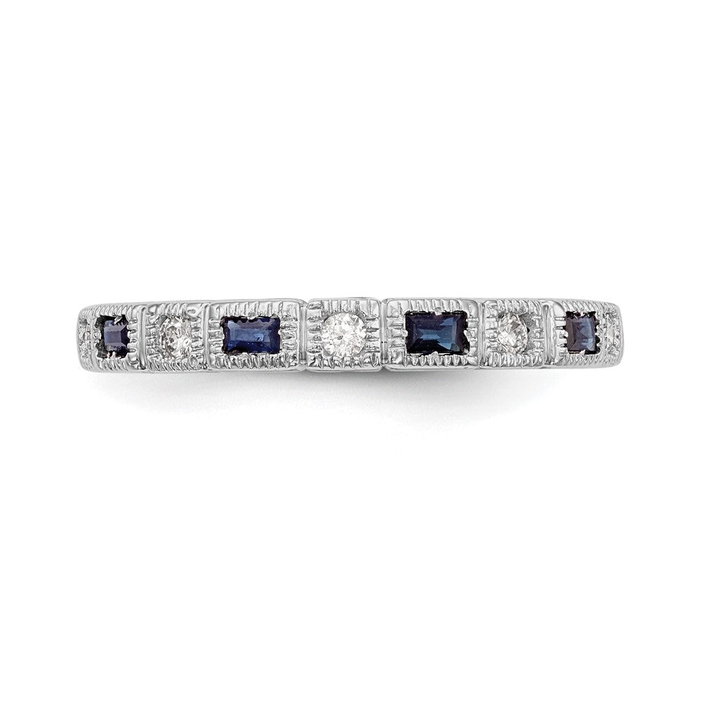 10K White Gold Diamond w/Sapphire Band