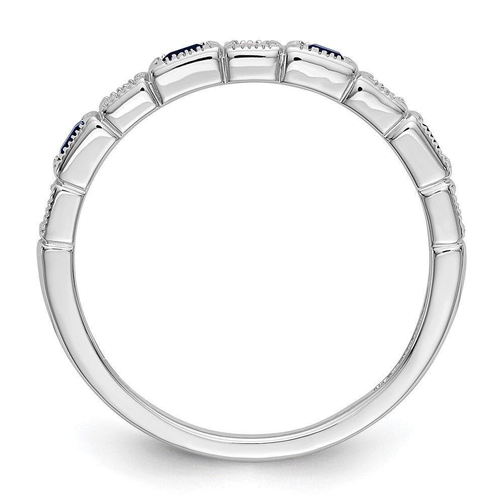 14k White Gold Diamond w/Sapphire Band