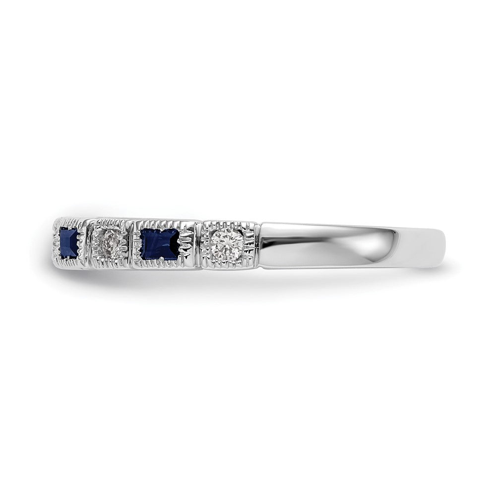14k White Gold Diamond w/Sapphire Band