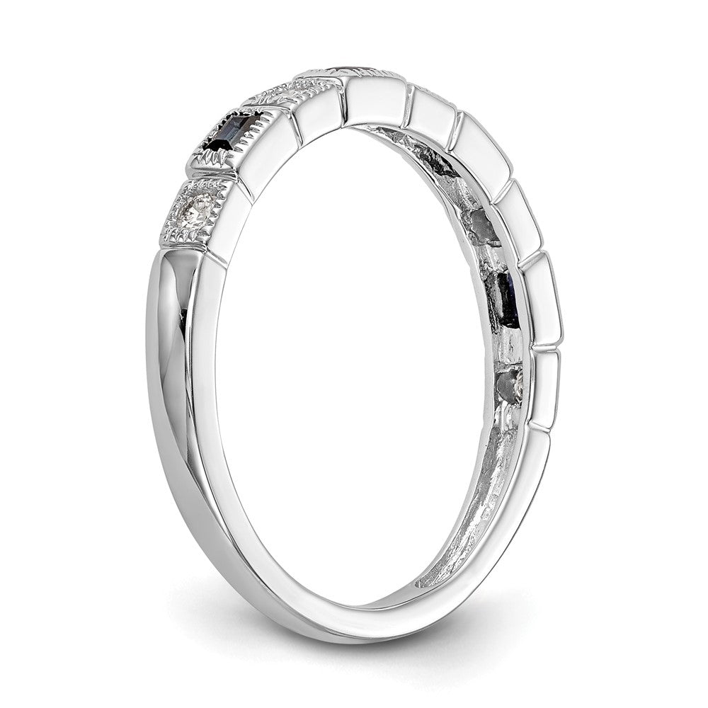 14k White Gold Diamond w/Sapphire Band