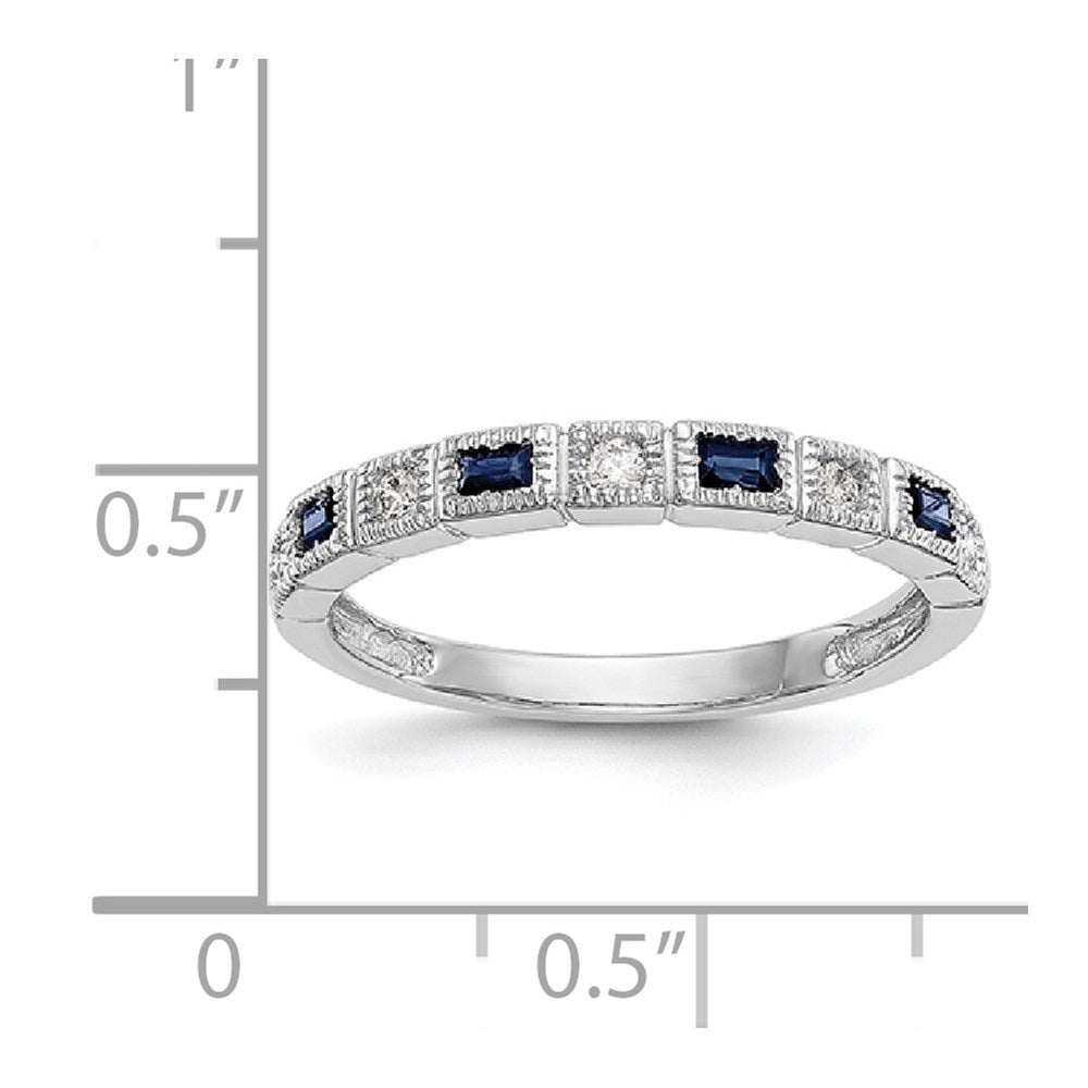 14k White Gold Diamond w/Sapphire Band