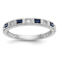 14k White Gold Diamond w/Sapphire Band