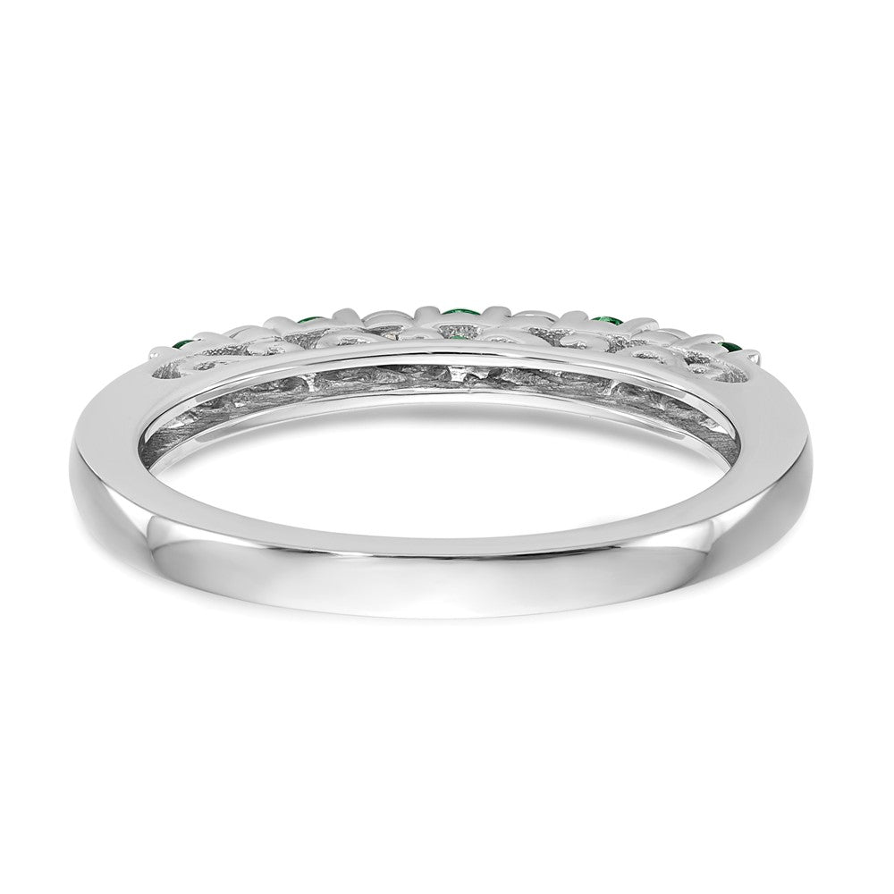 14k White Gold Diamond w/Emerald Band