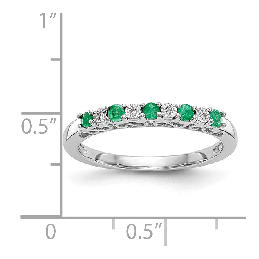 14k White Gold Diamond w/Emerald Band