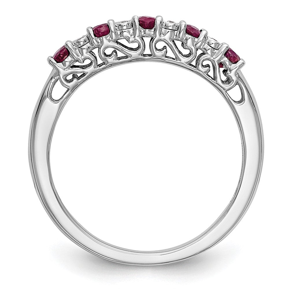 14k White Gold Diamond w/Ruby Band
