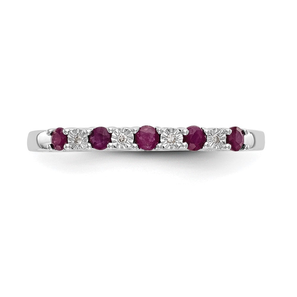 14k White Gold Diamond w/Ruby Band