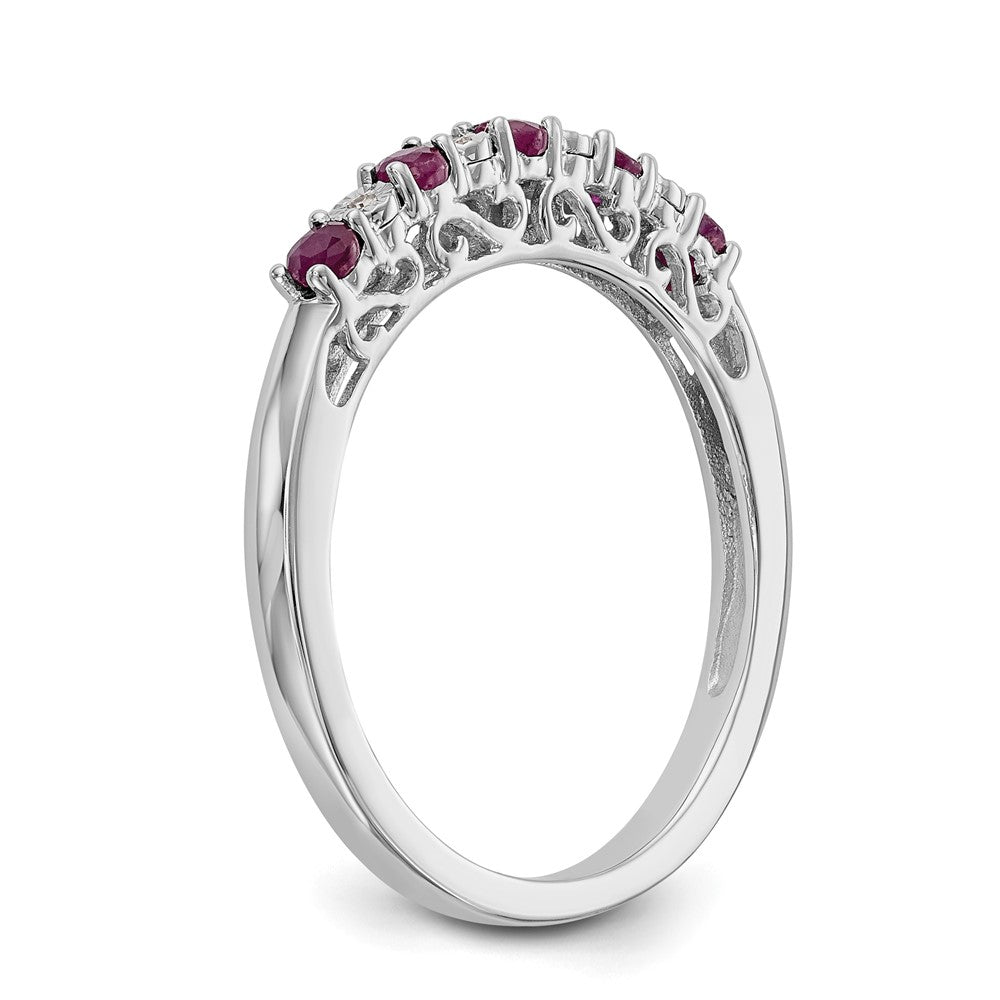 14k White Gold Diamond w/Ruby Band