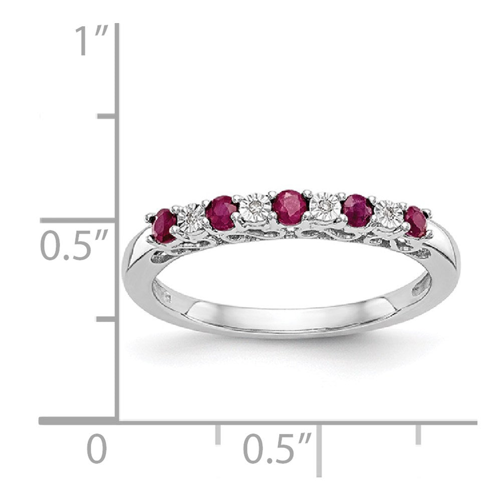 14k White Gold Diamond w/Ruby Band