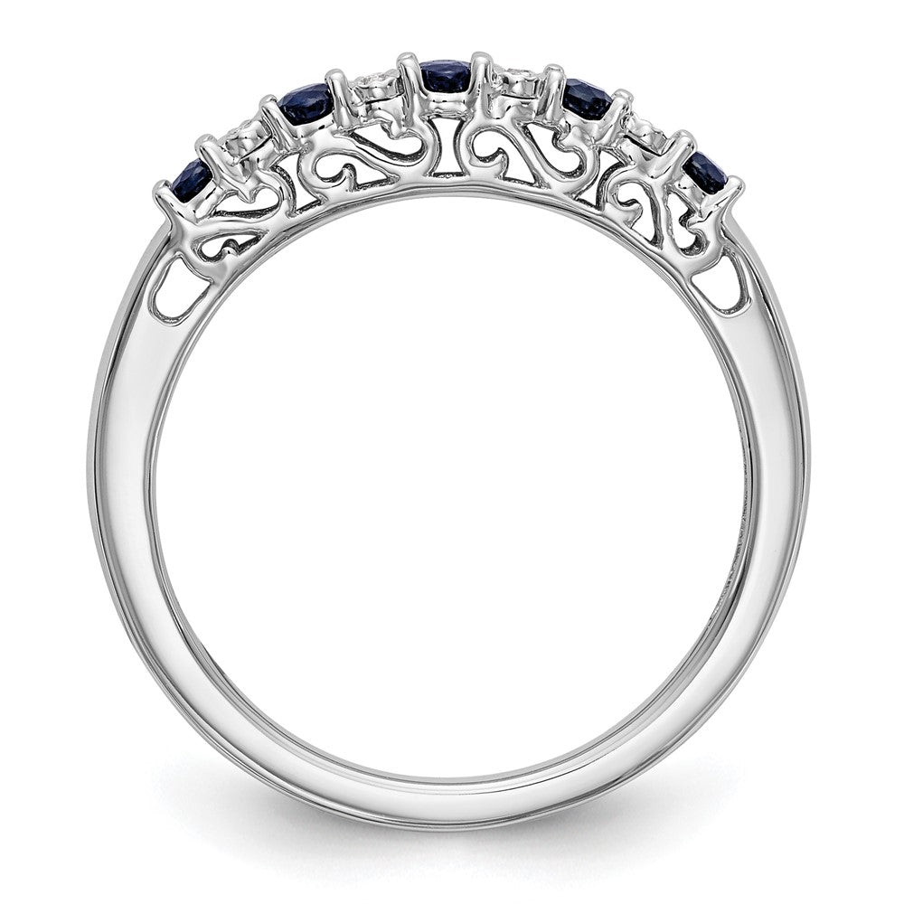 14k White Gold Diamond w/Sapphire Band