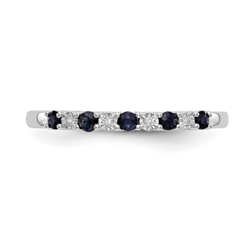 14k White Gold Diamond w/Sapphire Band