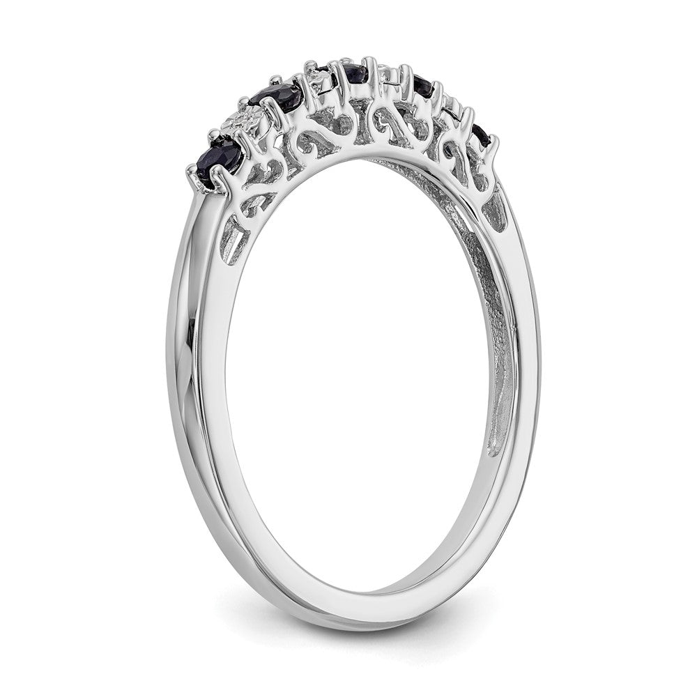 14k White Gold Diamond w/Sapphire Band