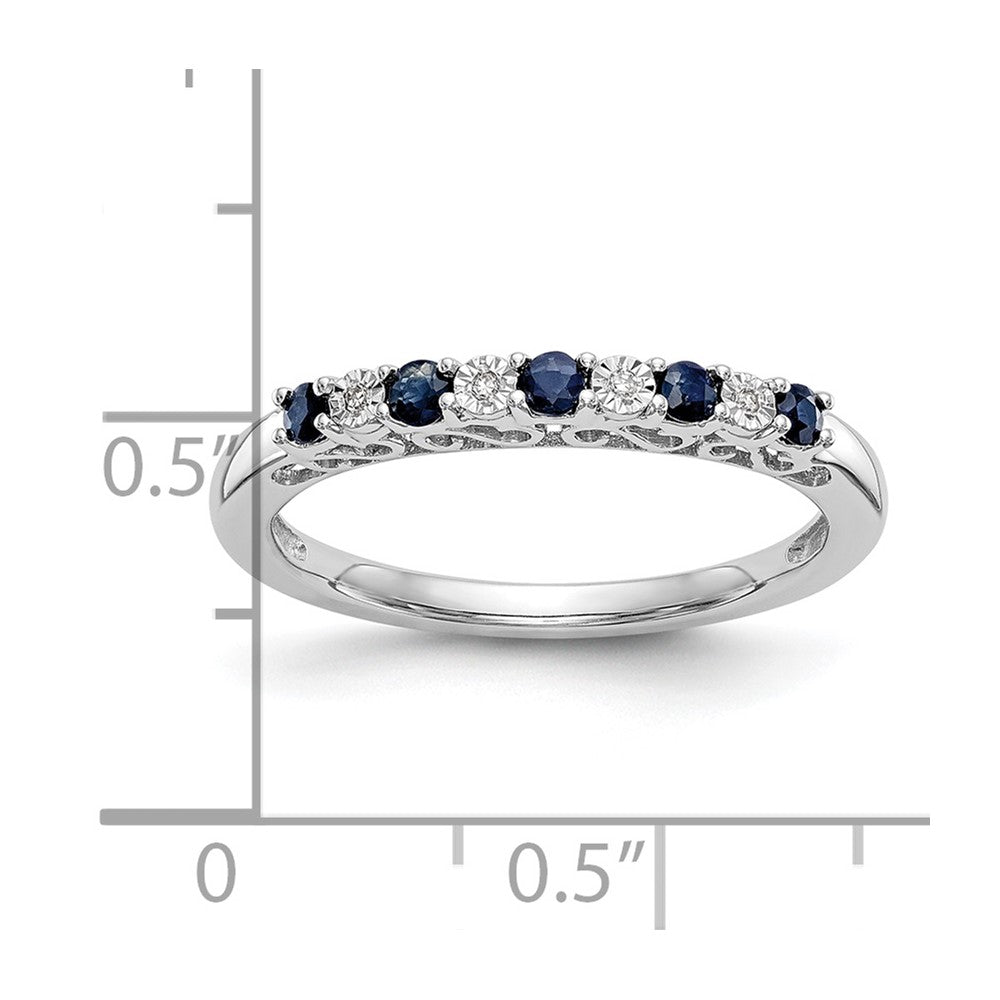14k White Gold Diamond w/Sapphire Band