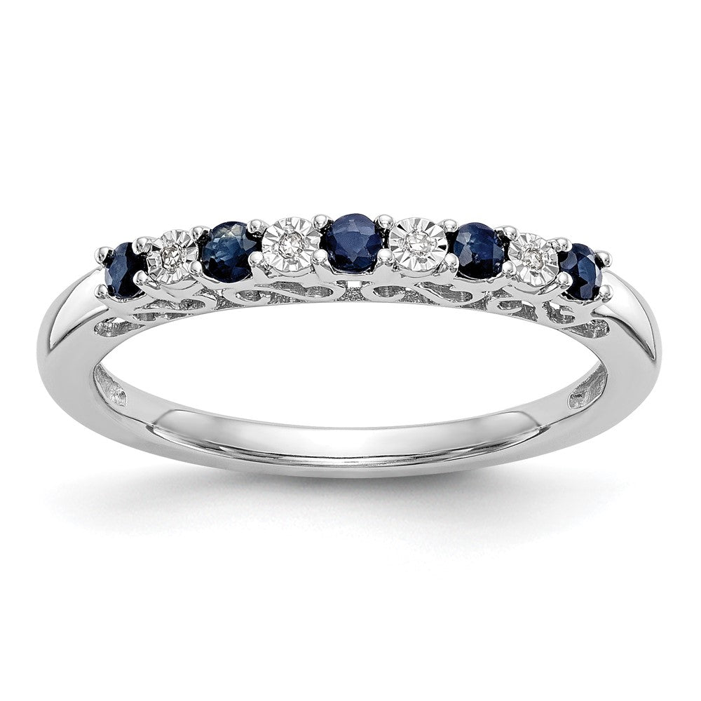 14k White Gold Diamond w/Sapphire Band
